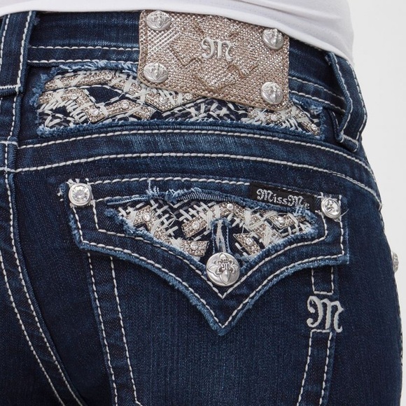 Miss Me Glitter Boot Stretch Jeans Size 27 STYLE JE8178BX - Picture 1 of 15